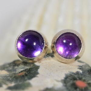 Amethyst Stud Earrings 6.8mm Sterling Silver Amethyst Earrings Amethyst Jewelry