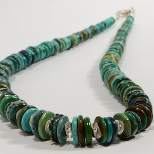 Genuine Turquoise Necklace Natural Turquoise Beaded Necklace chunky turquoise necklace turquoise necklace sterling silver