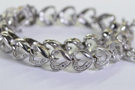 Natural Diamond Tennis Bracelet Hearts Bracelet w… - image 8