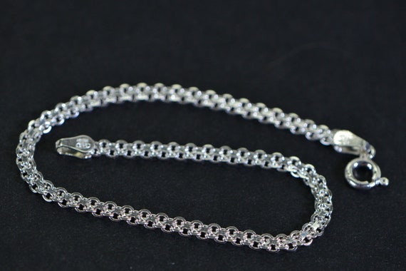 Silver Flat Chain Bracelet Stackable Sterling Sil… - image 4