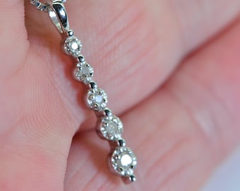 Five Diamond Stick Pendant Necklace Tiny Pendant Gift For Women Birthstone Gift Real Diamond Anniversary Gift