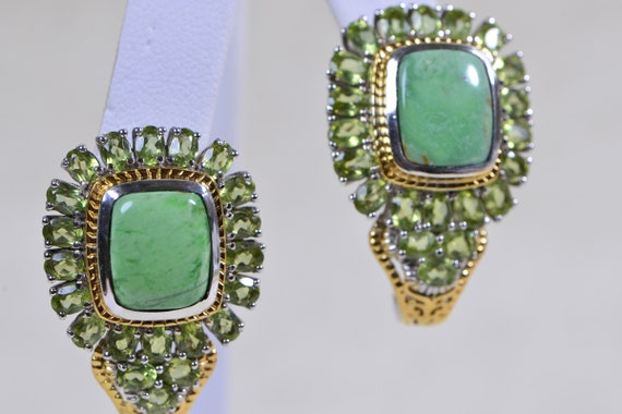 Green Turquoise and Peridot Stud Earrings Large S… - image 8