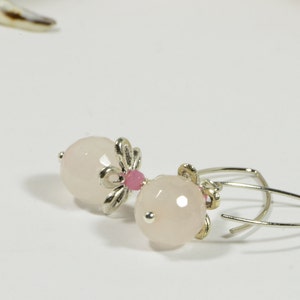 Rose Quartz Earrings Silver Dangle Earrings Handmade Earrings image 3