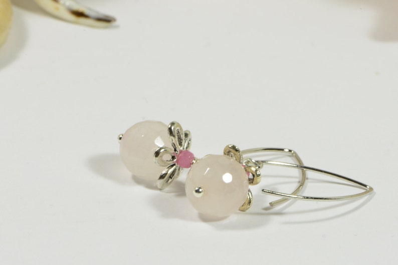 Rose Quartz Earrings Silver Dangle Earrings Handmade Earrings image 3