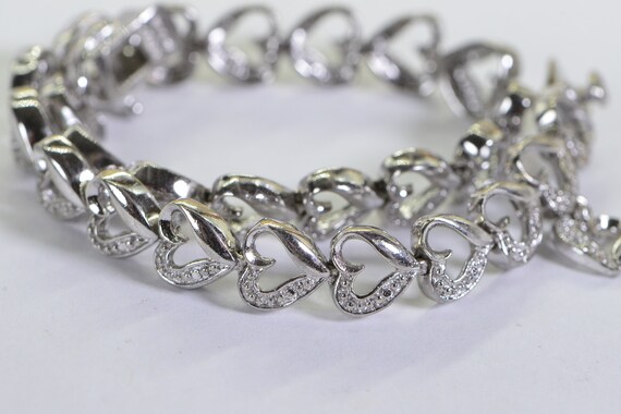 Natural Diamond Tennis Bracelet Hearts Bracelet w… - image 6