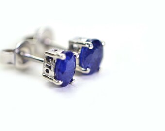 Natural Sapphire Royal Blue Sterling silver Stud Earrings Gemstone