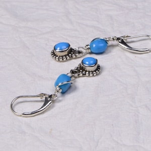 Sleeping Beauty Turquoise Sterling Silver Earrings . Dangle Earrings. Turquoise Sterling Silver Earrings. by Trendydeals