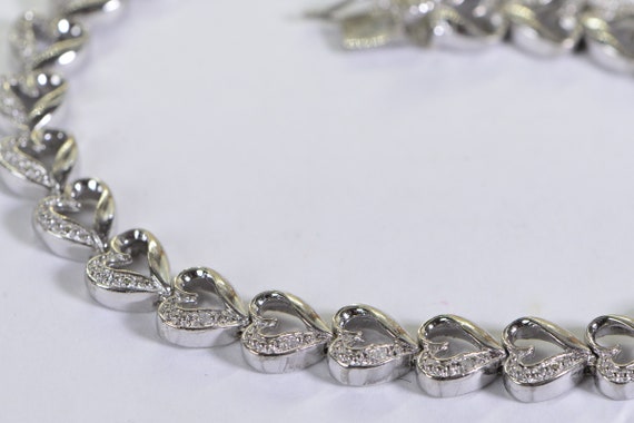 Natural Diamond Tennis Bracelet Hearts Bracelet w… - image 4