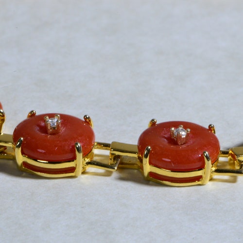 18K Gold Over Sterling silver Jade shops Bracelet Circle Link Bracelet Gemstone