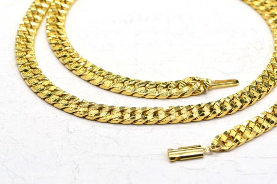 14K Yellow Gold Plated Heavy Flat Cuban Texture W… - image 9
