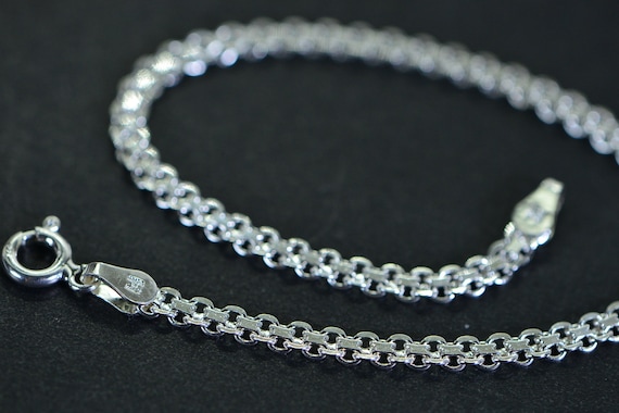 Silver Flat Chain Bracelet Stackable Sterling Sil… - image 1
