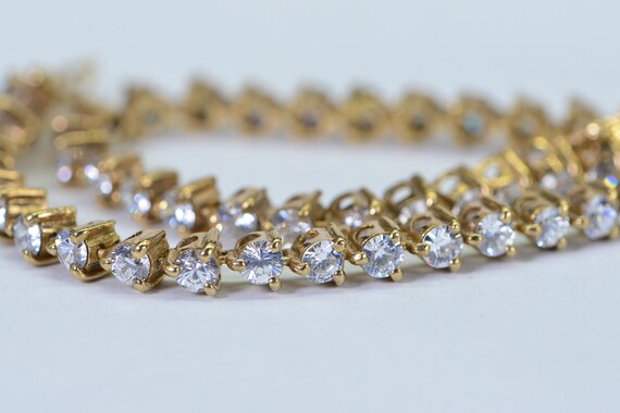 Simulated Diamond Gold Tennis Bracelet 14K Yellow… - image 3