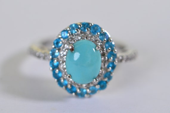 Genuine Turquoise Vintage Ring Turquoise ring Ova… - image 1