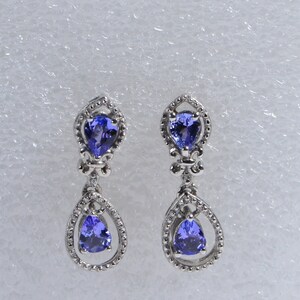 Tanzanite Post Earrings Purple Gemstone Studs Teardrops Earrings Birthstone December