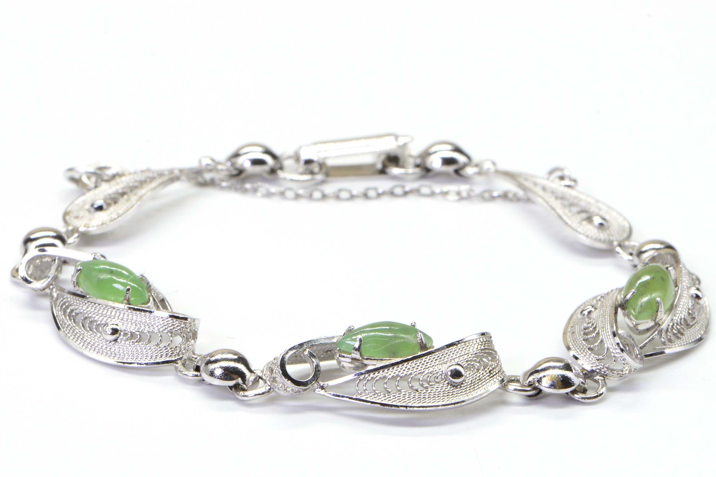 Vintage Sorrento Sterling Silver Jade Bracelet, 7 Inch - Etsy