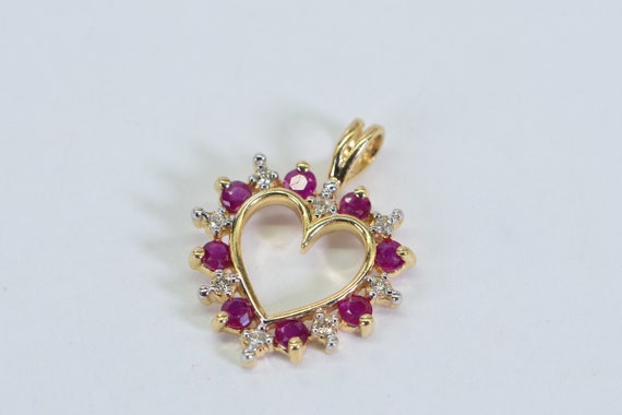 10K Gold Heart Style Genuine  Ruby & Diamond - image 9