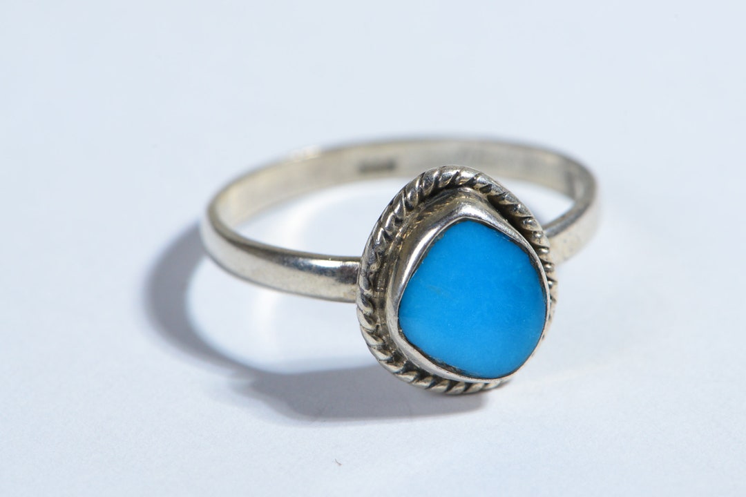 Sleeping Beauty Turquoise Ring, Sterling Silver Band, Size 9 - Etsy