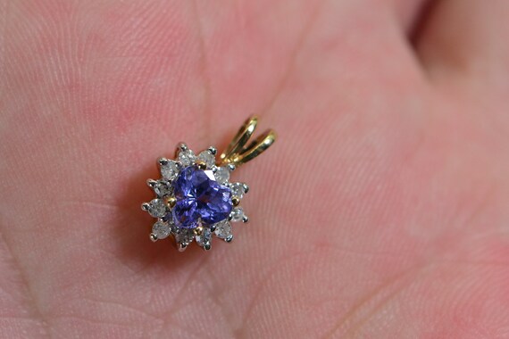 Natural Tanzanite and Diamond Heart Pendant Tiny … - image 7