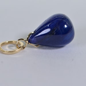 Natural Sapphire Simple Wire Wrapped  Pendant 14K Solid  Gold Birthstone Jewelry Gemstone Dainty Sapphire Charm Pendant