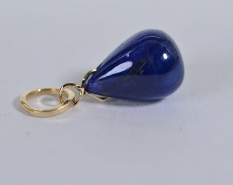 Natural Sapphire Simple Wire Wrapped  Pendant 14K Solid  Gold Birthstone Jewelry Gemstone Dainty Sapphire Charm Pendant