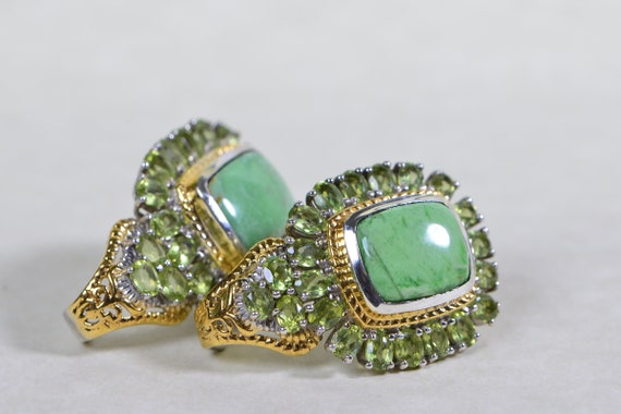 Green Turquoise and Peridot Stud Earrings Large S… - image 7