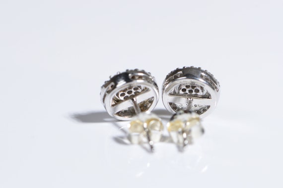 Natural Diamond Round  Stud Earrings 14K White Go… - image 4