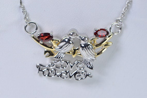 Two Birds Kiss Pendant Necklace Sterling silver a… - image 2