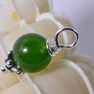 Apple Green Jade Pendant Genuine Jade Jewelry Sterling Silver Charms Small Charms 6mm Round Pendant image 4