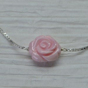 Queen conch pink Carved Rose drop Pendant  Flower Shell Pendant Sterling Silver Wire Wrapped Gemstone Pink