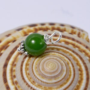 Apple Green Jade Pendant Genuine Jade Jewelry Sterling Silver Charms Small Charms 6mm Round Pendant image 3