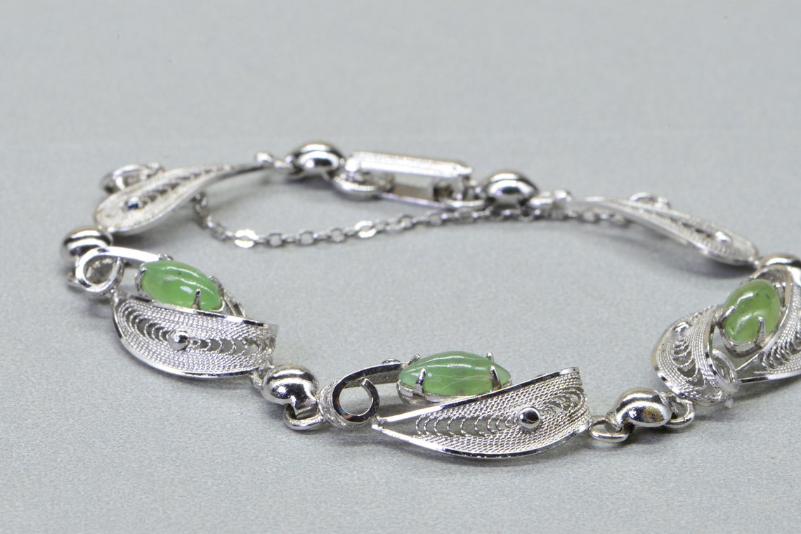 Sorrento sterling silver jade bracelet Vintage Bracelet Etsy