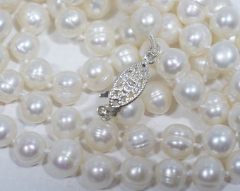 Genuine Pearl Necklace  Knotting Freshwater Pearl Necklace Classic Pearl Necklace Wedding Pearl Necklace