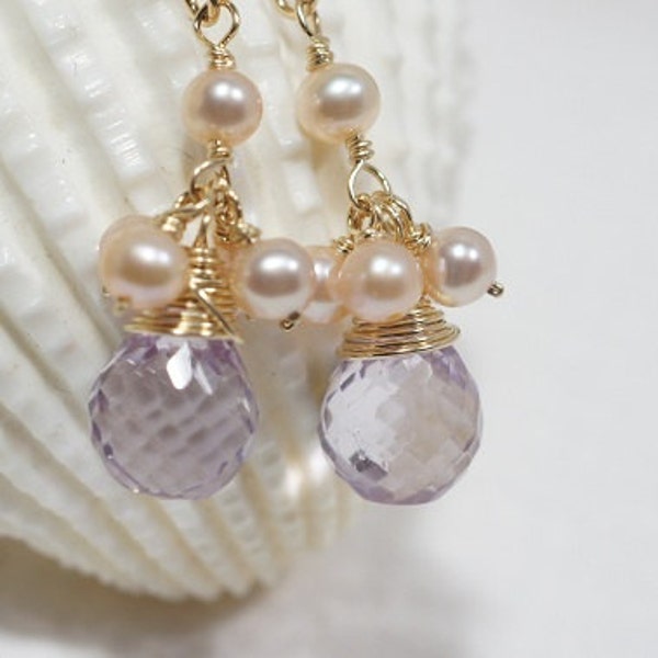 Pink Topaz Earrings Birthstone Jewelry Mother's Gift