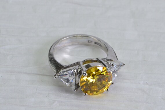 Simulated Yellow Diamond Ring: Sterling Silver Tr… - image 8