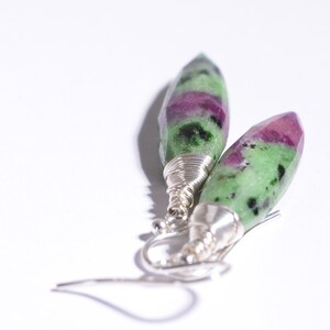 Zoisite Ruby Earrings Long Teardrop Earrings Natural Gemstone February Jewelry