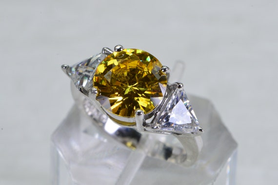 Simulated Yellow Diamond Ring: Sterling Silver Tr… - image 6