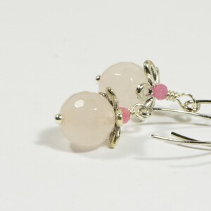 Rose Quartz Earrings Silver Dangle Earrings Handmade Earrings image 4