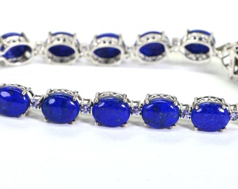 Natural Lapis and Tanzanite Bracelet