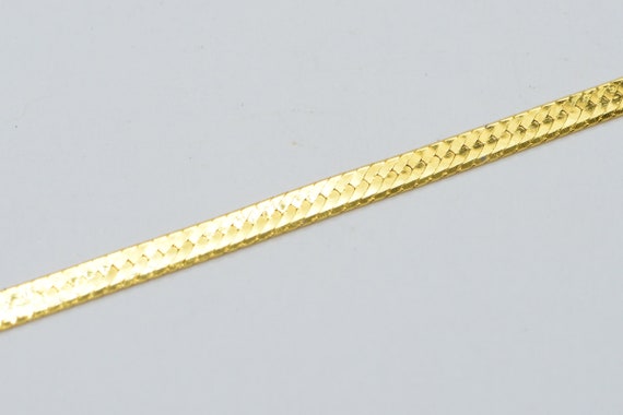 24K Gold Vermeil Flat Snake Bracelet, Herringbone… - image 5