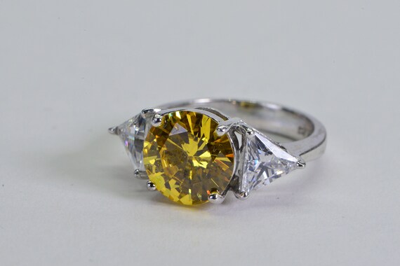 Simulated Yellow Diamond Ring: Sterling Silver Tr… - image 5