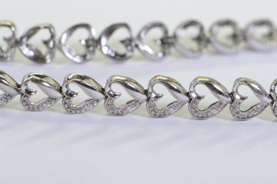 Natural Diamond Tennis Bracelet Hearts Bracelet w… - image 1