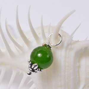 Apple Green Jade Pendant Genuine Jade Jewelry Sterling Silver Charms Small Charms 6mm Round Pendant image 5