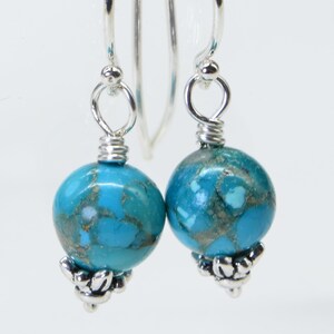 Turquoise Dangle Earrings Sterling Silver Handmade Jewelry Natural Turquoise Jewelry