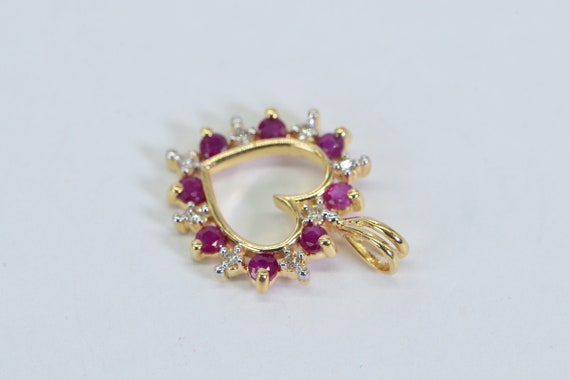 10K Gold Heart Style Genuine  Ruby & Diamond - image 6