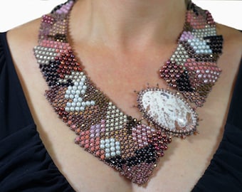 Statement  Necklace -  Agate Necklace Gemstone Necklace Beadwork Necklace