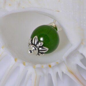 Apple Green Jade Pendant Genuine Jade Jewelry Sterling Silver Charms Small Charms 6mm Round Pendant image 2