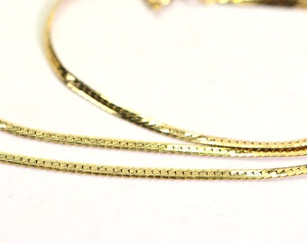 14K Yellow Gold Herringbone Chain Necklace - 18 inch Vintage Estate