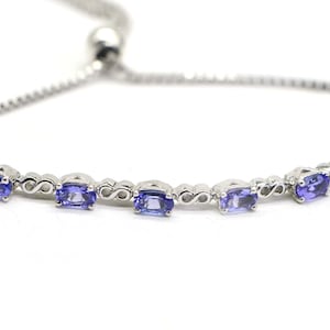 Infinity Tanzanite Bracelet, Tennis Bracelet ,Chain Bracelet  stacking bracelets, Tanzanite Jewelry, Birthstone December, Prong set Bracelet