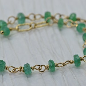 Genuine  Emerald Bracelet Emerald Jewelry 14K Gold Filled Wire Wrapped Chain Emerald Bracelet Handmade Jewelry Birthstone May