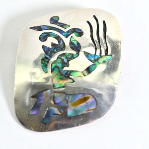 Abalone Shell Inly sterling silver brooch pendant MEXICO 925 Sterling Silver - Vintage Abalone Shell Warrior Brooch Pin